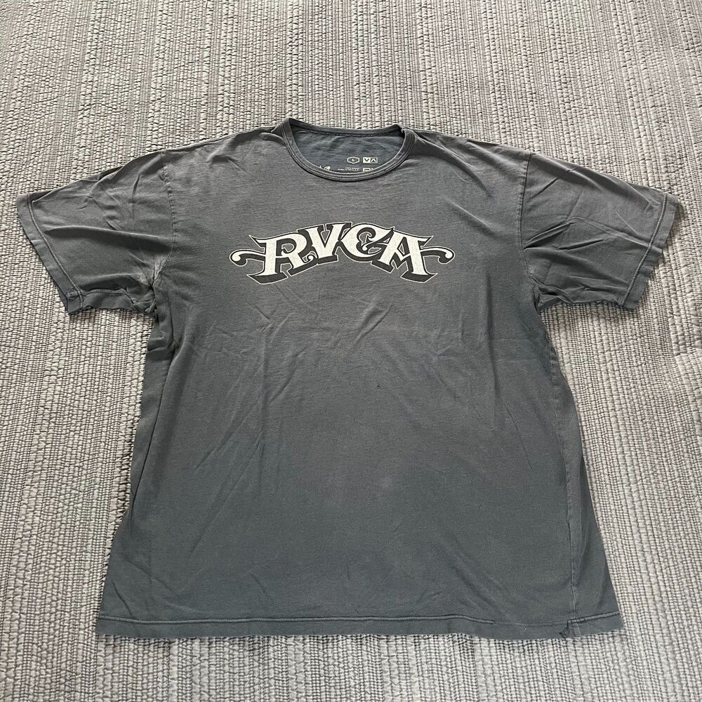 RVCA Heritage Arched Logo T-Shirt Men’s Large Black Short Sleeve Graphic Tee